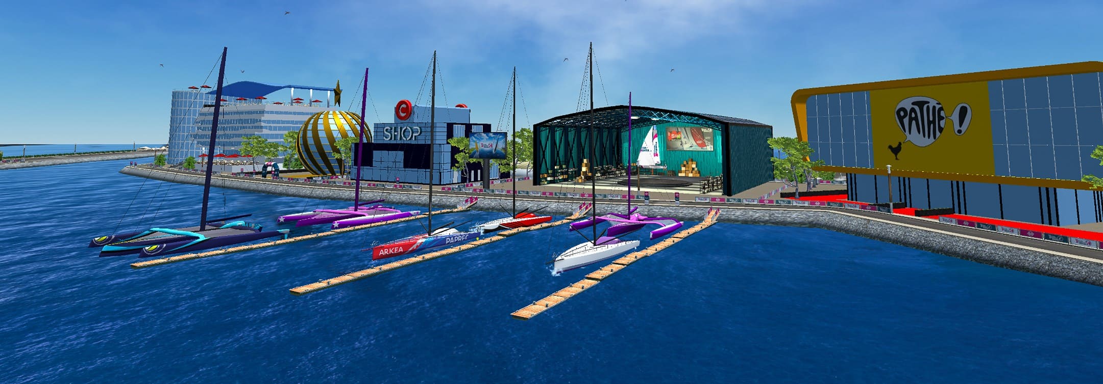 Screenshot de la marina dans Virtual Regatta Offshore